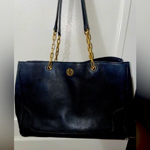 Black Tory Burch bag gold details